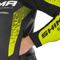 Kurtka skórzana SHIMA STR 2.0 BLACK/FLUO czarny żółty fluo