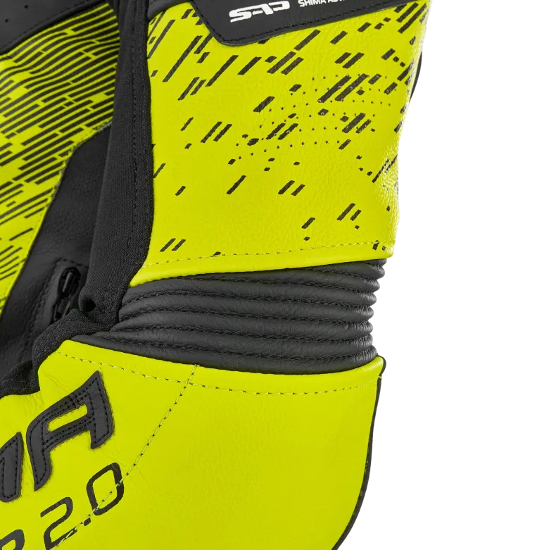 Kurtka skórzana SHIMA STR 2.0 BLACK/FLUO czarny żółty fluo