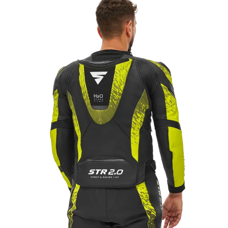 Kurtka skórzana SHIMA STR 2.0 BLACK/FLUO czarny żółty fluo