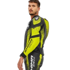 Kurtka skórzana SHIMA STR 2.0 BLACK/FLUO czarny żółty fluo