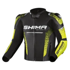 Kurtka skórzana SHIMA STR 2.0 BLACK/FLUO czarny żółty fluo
