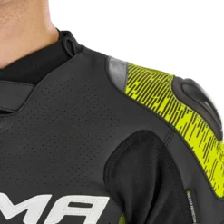 Kurtka skórzana SHIMA STR 2.0 BLACK/FLUO czarny żółty fluo