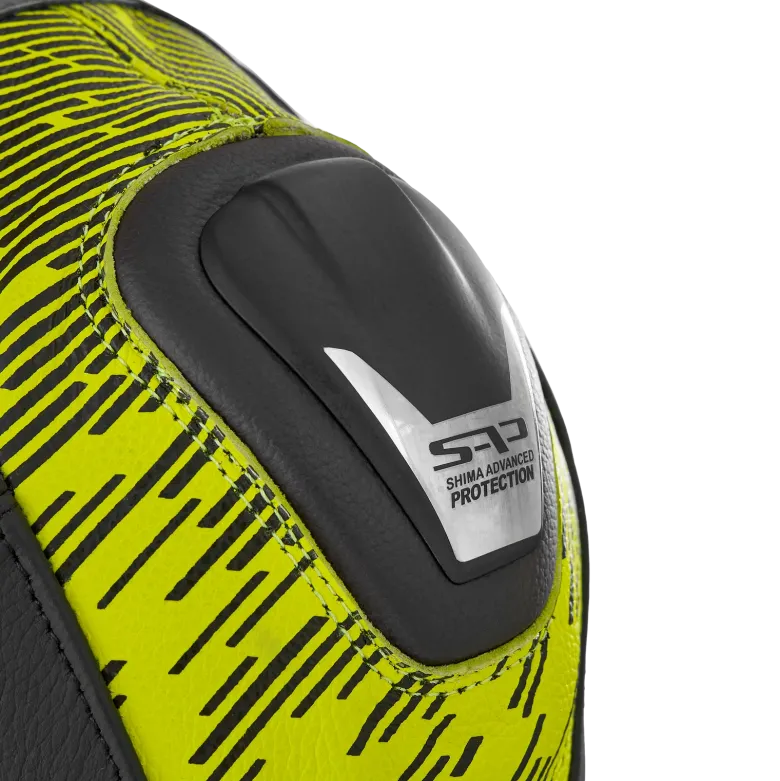 Kurtka skórzana SHIMA STR 2.0 BLACK/FLUO czarny żółty fluo