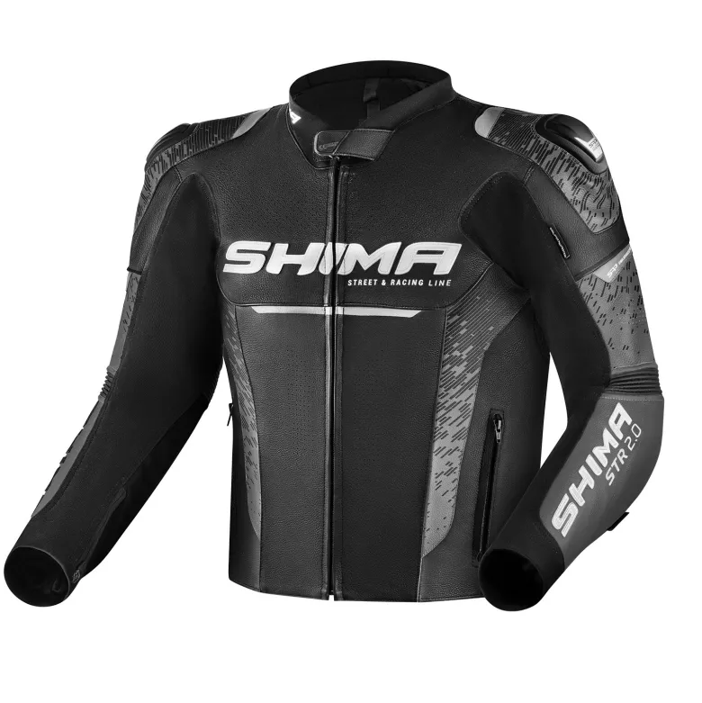 Kurtka skórzana SHIMA STR 2.0 BLACK czarny szary
