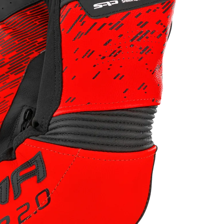 Kurtka skórzana SHIMA STR 2.0 BRIGHT RED czarny czerwony fluo
