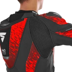 Kurtka skórzana SHIMA STR 2.0 BRIGHT RED czarny czerwony fluo