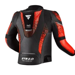 Kurtka skórzana SHIMA STR 2.0 BRIGHT RED czarny czerwony fluo