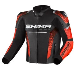 Kurtka skórzana SHIMA STR 2.0 BRIGHT RED czarny czerwony fluo