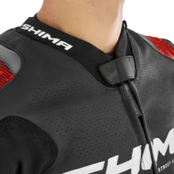 Kurtka skórzana SHIMA STR 2.0 BRIGHT RED czarny czerwony fluo