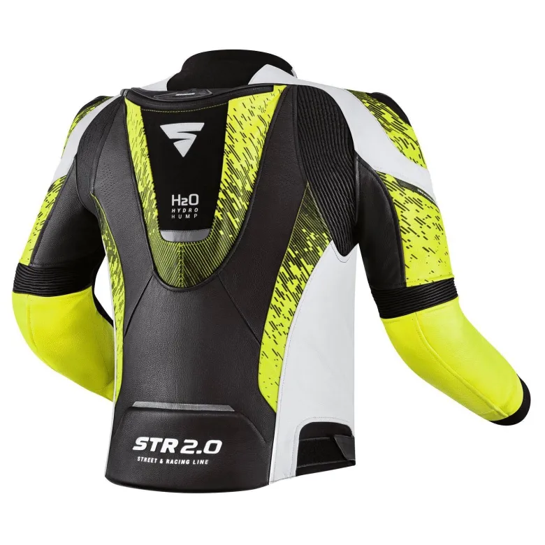 Kurtka skórzana SHIMA STR 2.0 FLUO czarny biały żółty fluo