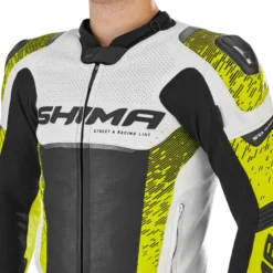Kurtka skórzana SHIMA STR 2.0 FLUO czarny biały żółty fluo