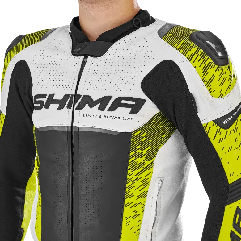 Kurtka skórzana SHIMA STR 2.0 FLUO czarny biały żółty fluo