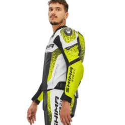 Kurtka skórzana SHIMA STR 2.0 FLUO czarny biały żółty fluo