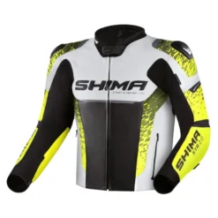 Kurtka skórzana SHIMA STR 2.0 FLUO czarny biały żółty fluo