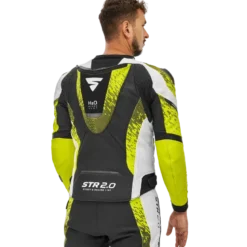 Kurtka skórzana SHIMA STR 2.0 FLUO czarny biały żółty fluo