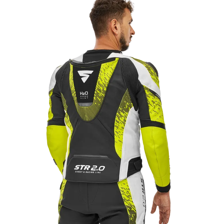 Kurtka skórzana SHIMA STR 2.0 FLUO czarny biały żółty fluo