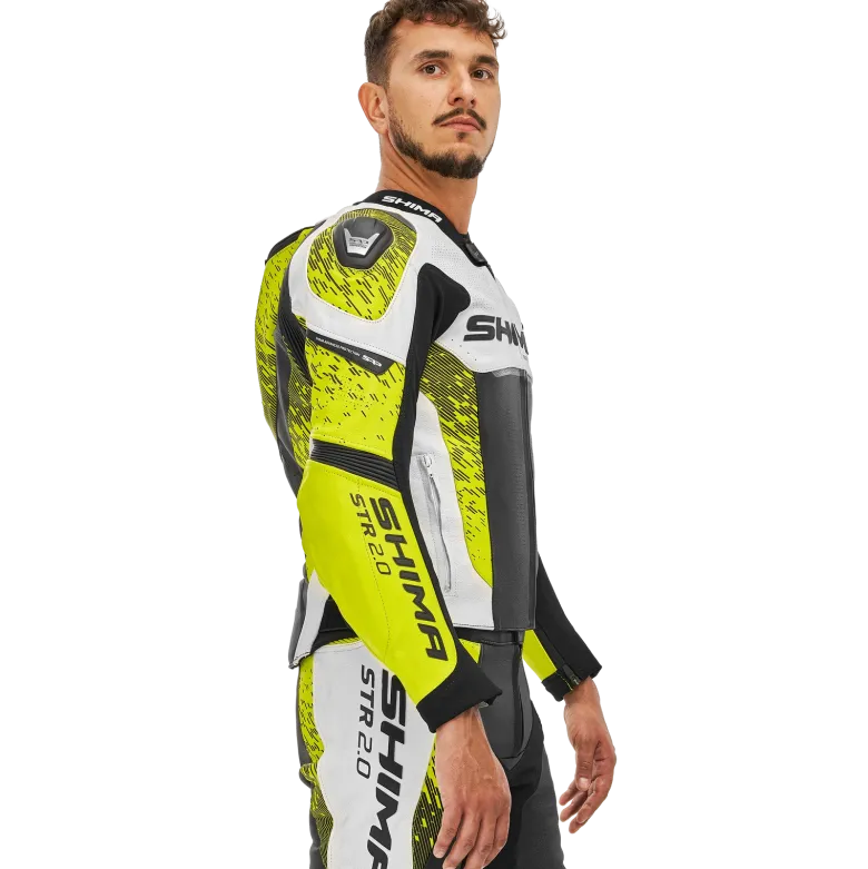Kurtka skórzana SHIMA STR 2.0 FLUO czarny biały żółty fluo