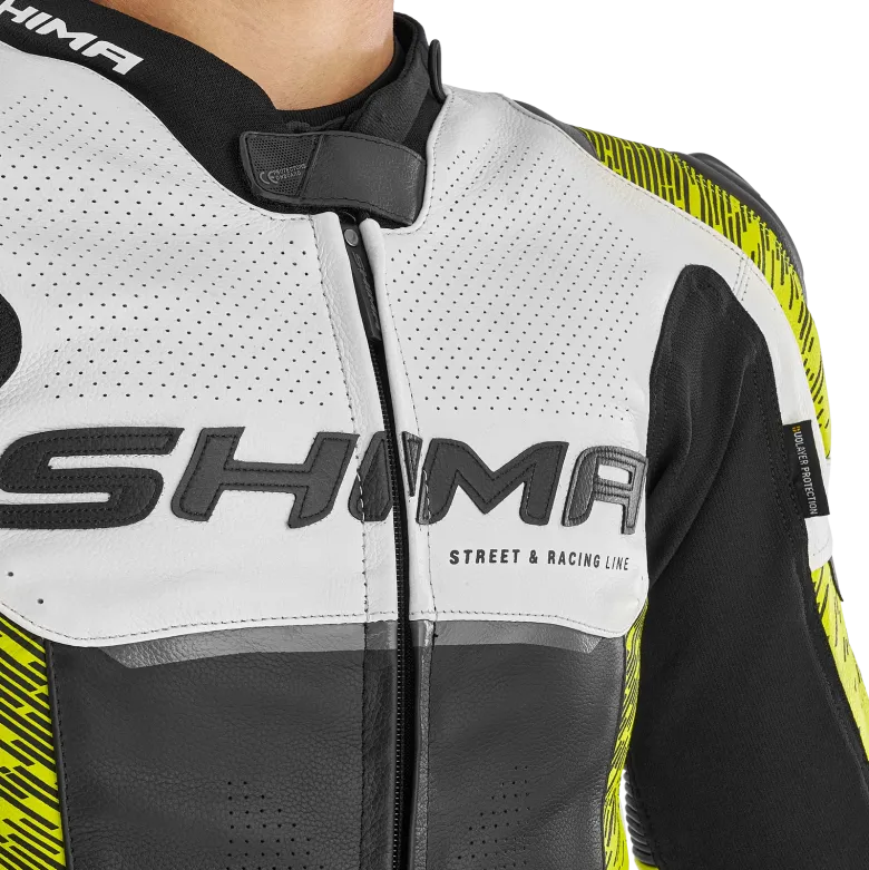 Kurtka skórzana SHIMA STR 2.0 FLUO czarny biały żółty fluo