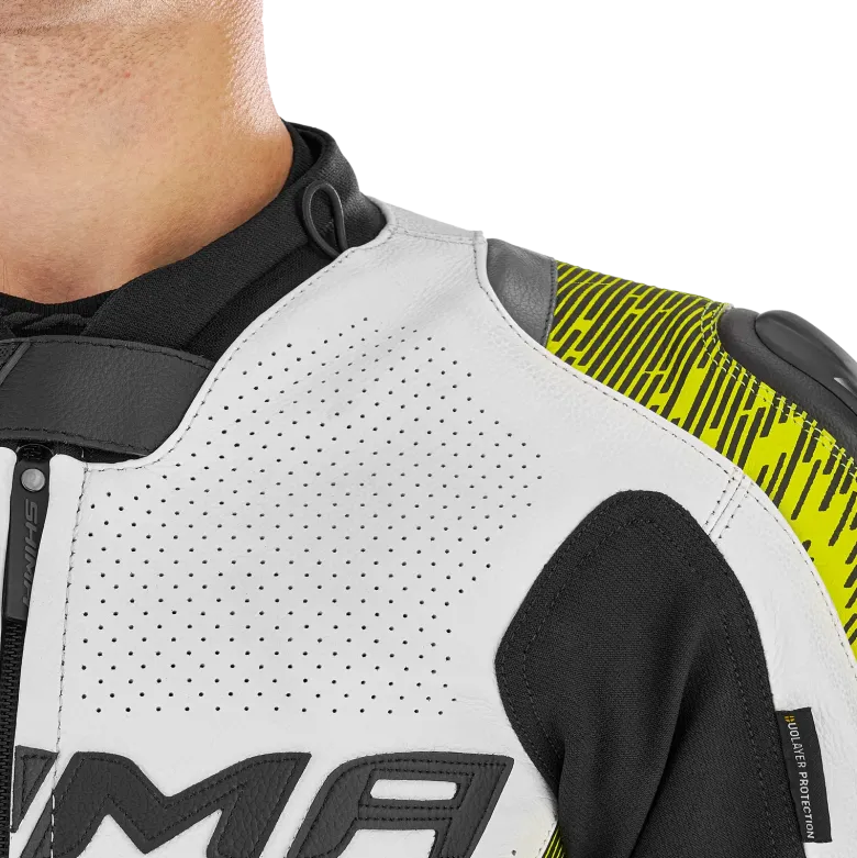 Kurtka skórzana SHIMA STR 2.0 FLUO czarny biały żółty fluo