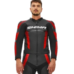 Kurtka skórzana SHIMA STR 2.0 RED czarny czerwony
