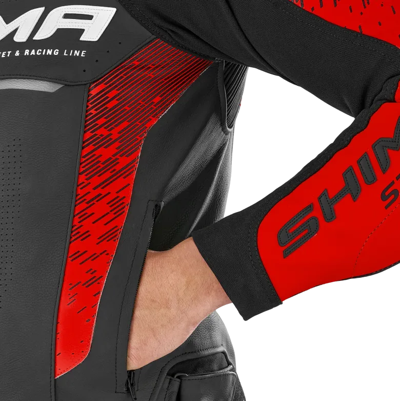 Kurtka skórzana SHIMA STR 2.0 RED czarny czerwony