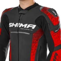 Kurtka skórzana SHIMA STR 2.0 RED czarny czerwony