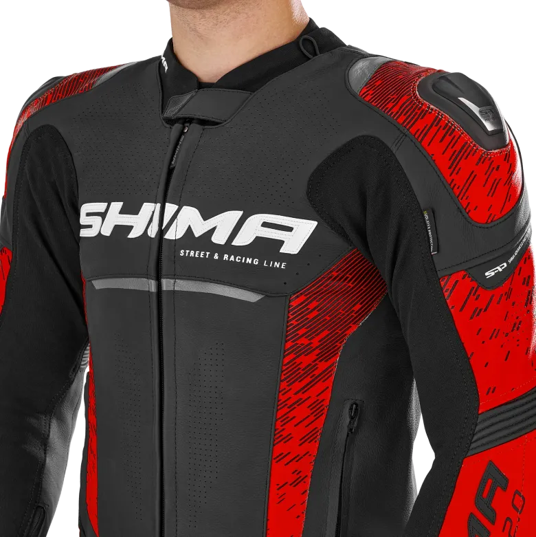 Kurtka skórzana SHIMA STR 2.0 RED czarny czerwony