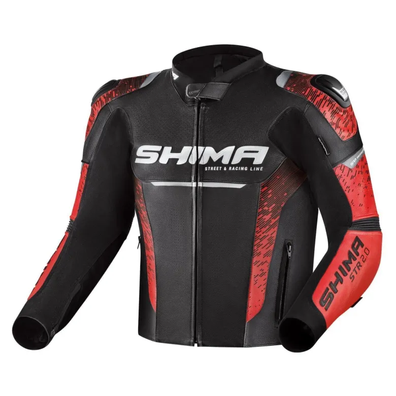 Kurtka skórzana SHIMA STR 2.0 RED czarny czerwony