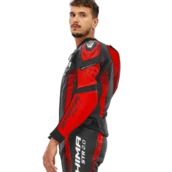 Kurtka skórzana SHIMA STR 2.0 RED czarny czerwony