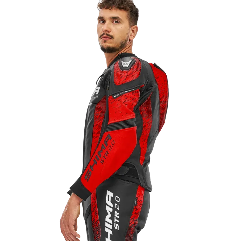 Kurtka skórzana SHIMA STR 2.0 RED czarny czerwony