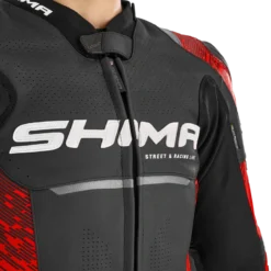 Kurtka skórzana SHIMA STR 2.0 RED czarny czerwony