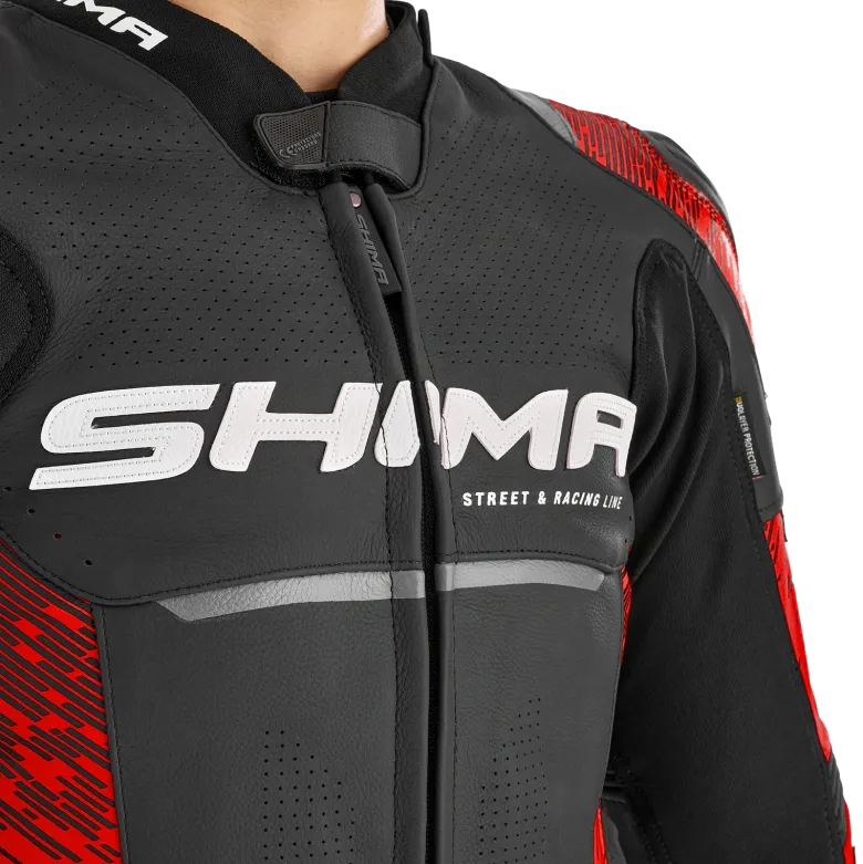 Kurtka skórzana SHIMA STR 2.0 RED czarny czerwony