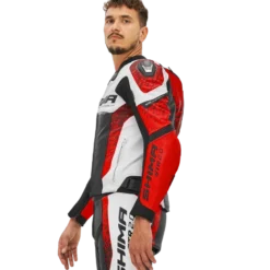 Kurtka skórzana SHIMA STR 2.0 RED FLUO czarny biały czerwony fluo