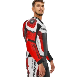 Kurtka skórzana SHIMA STR 2.0 RED FLUO czarny biały czerwony fluo