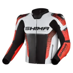 Kurtka skórzana SHIMA STR 2.0 RED FLUO czarny biały czerwony fluo