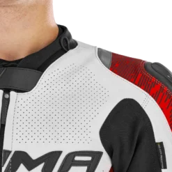 Kurtka skórzana SHIMA STR 2.0 RED FLUO czarny biały czerwony fluo