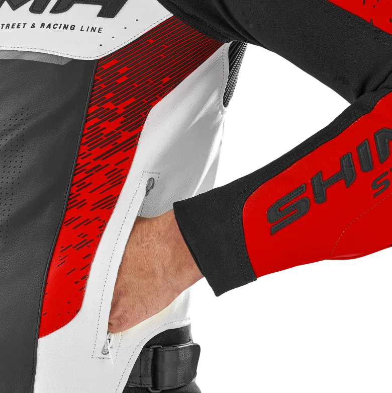 Kurtka skórzana SHIMA STR 2.0 RED FLUO czarny biały czerwony fluo