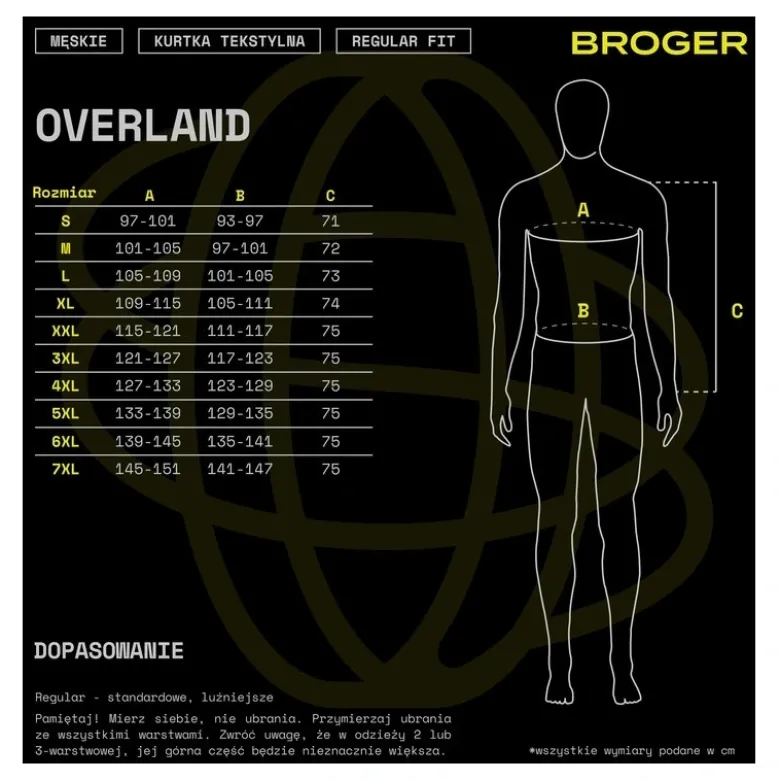 Kurtka tekstylna BROGER OVERLAND BLACK czarny
