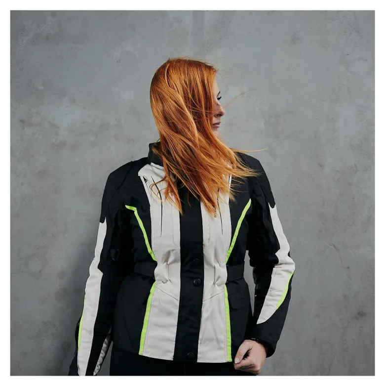 Kurtka tekstylna damska OZONE SAHARA LADY BLACK/GREY/FLO YELLOW szary żółty fluo czarny