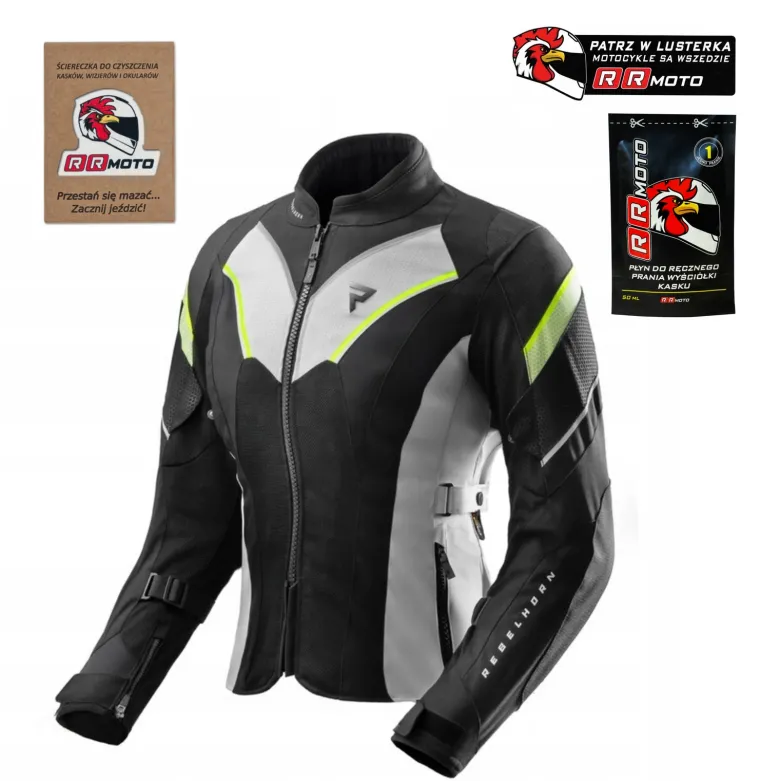 Kurtka tekstylna damska REBELHORN HIFLOW V LADY BLACK/GREY/FLUO YELLOW czarny szary żółty fluo