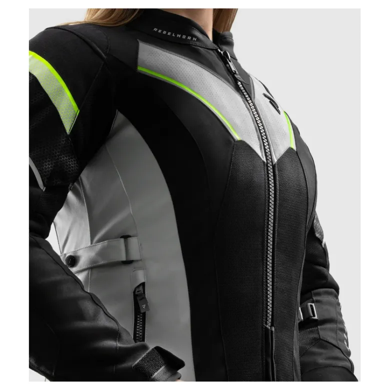 Kurtka tekstylna damska REBELHORN HIFLOW V LADY BLACK/GREY/FLUO YELLOW czarny szary żółty fluo