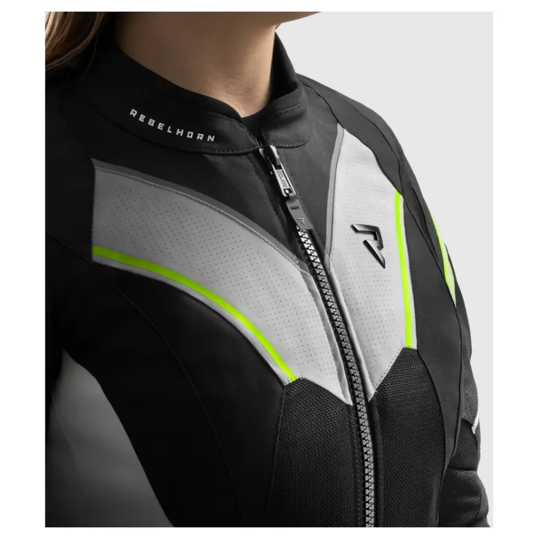 Kurtka tekstylna damska REBELHORN HIFLOW V LADY BLACK/GREY/FLUO YELLOW czarny szary żółty fluo