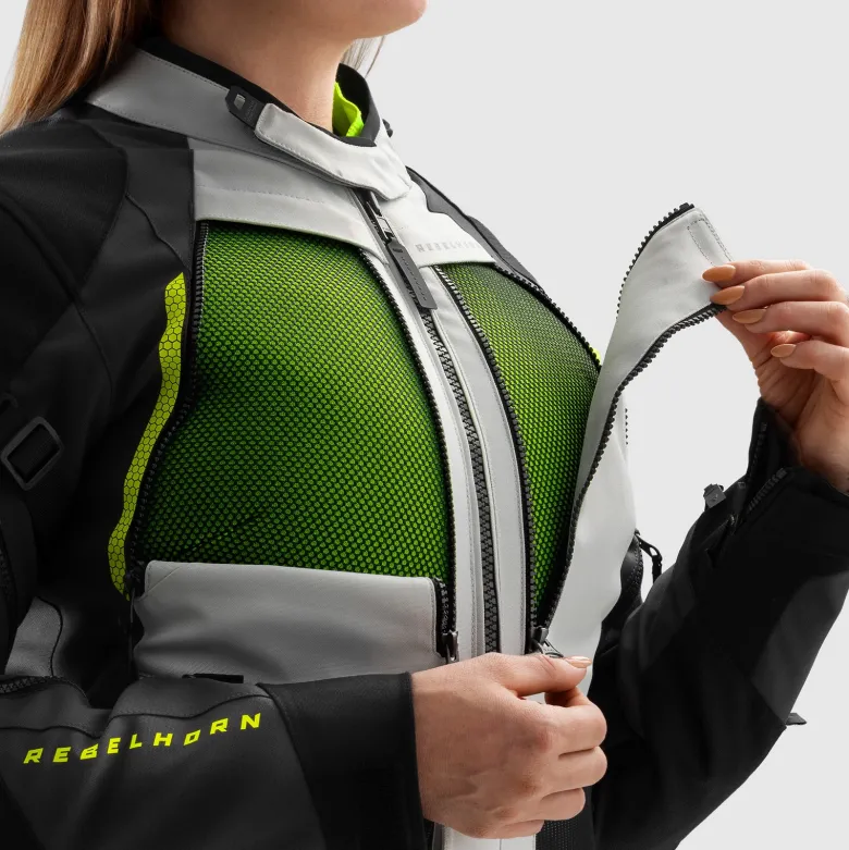 Kurtka tekstylna damska REBELHORN HARDY 3.0 LADY BLACK/GREY/FLUO YELLOW czarny szary żółty fluo