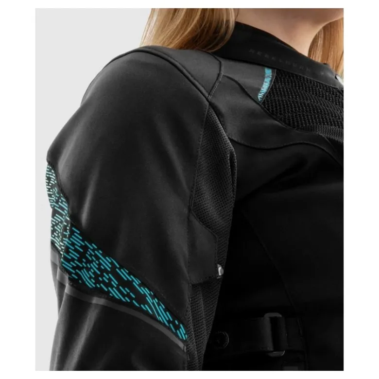 Kurtka tekstylna damska REBELHORN JAX LADY BLACK/BLUE LAGOON czarny niebieski