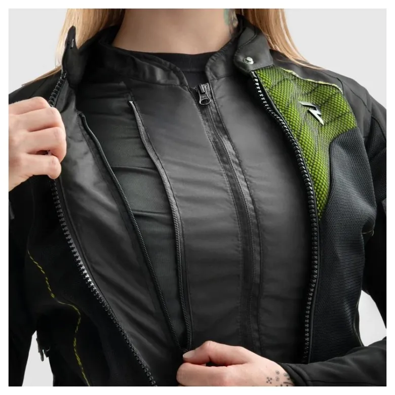 Kurtka tekstylna damska REBELHORN JAX LADY BLACK/FLUO YELLOW czarny żółty fluo