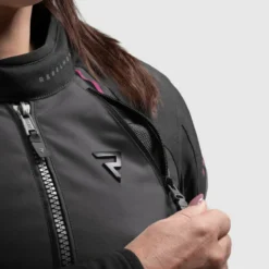 Kurtka tekstylna damska REBELHORN SWIFT LADY BLACK/DARK GREY/PINK czarny szary różowy