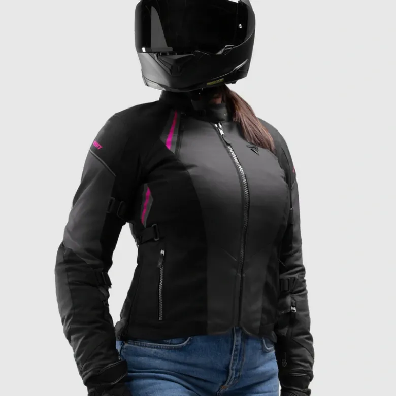 Kurtka tekstylna damska REBELHORN SWIFT LADY BLACK/DARK GREY/PINK czarny szary różowy