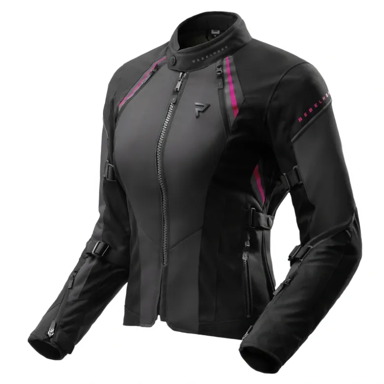 Kurtka tekstylna damska REBELHORN SWIFT LADY BLACK/DARK GREY/PINK czarny szary różowy