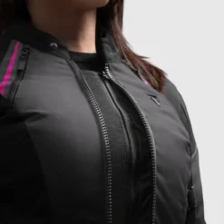 Kurtka tekstylna damska REBELHORN SWIFT LADY BLACK/DARK GREY/PINK czarny szary różowy