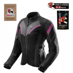 Kurtka tekstylna damska REBELHORN HIFLOW V LADY BLACK/GREY/FLUO PINK czarny szary różowy